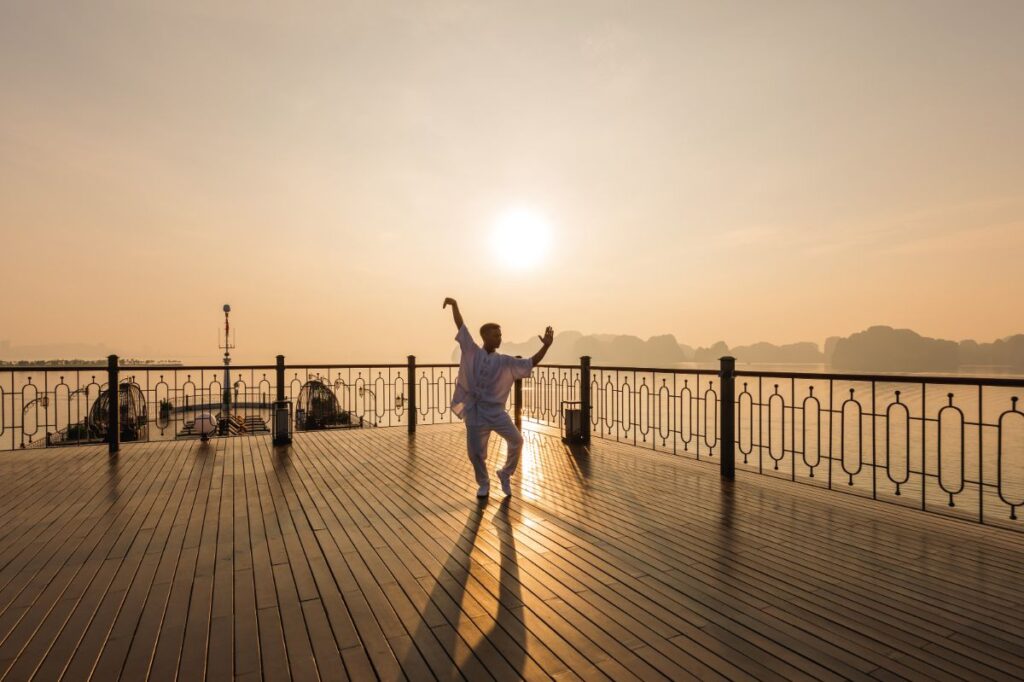 Morning Taichi on boat