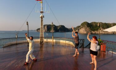 Morning Tai Chi on a junk